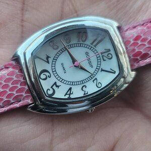 Gossip Women Wristwatch Snake Pattern Pink Genuine Leather Strap Wrist Watch
